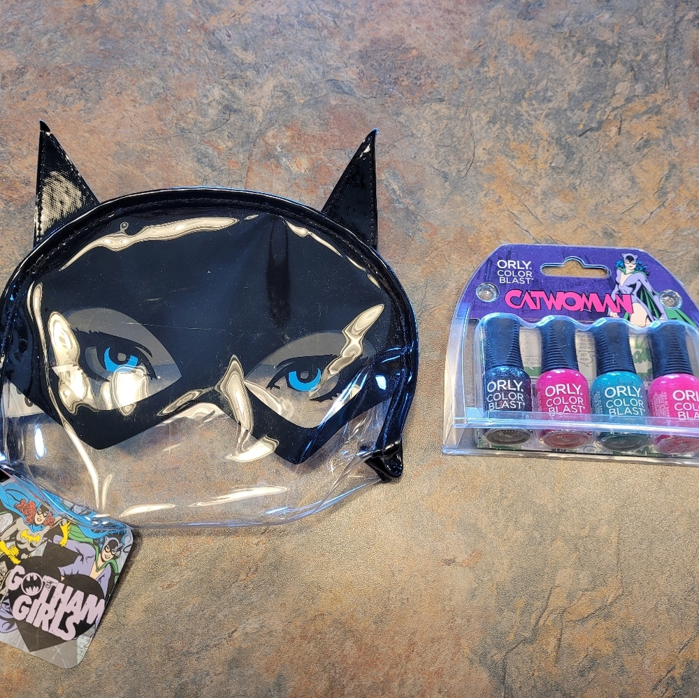 Catwoman nail polish and Batgirl makeup case